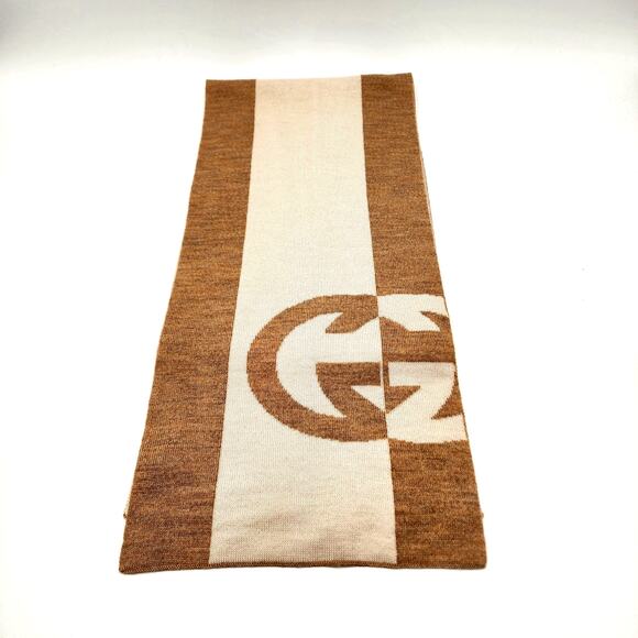 GUCCI Cashmere and Wool Scarf with Interlocking GG logo 84" - Picture 7 of 14